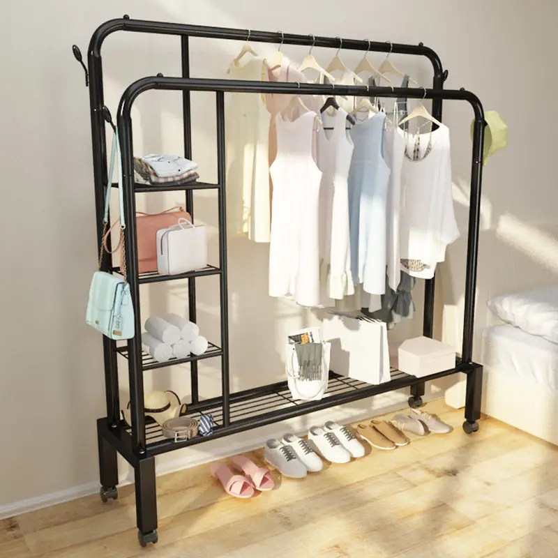 Double Pole Adjustable Clothes Hanger With Shoe Rack - Image 5