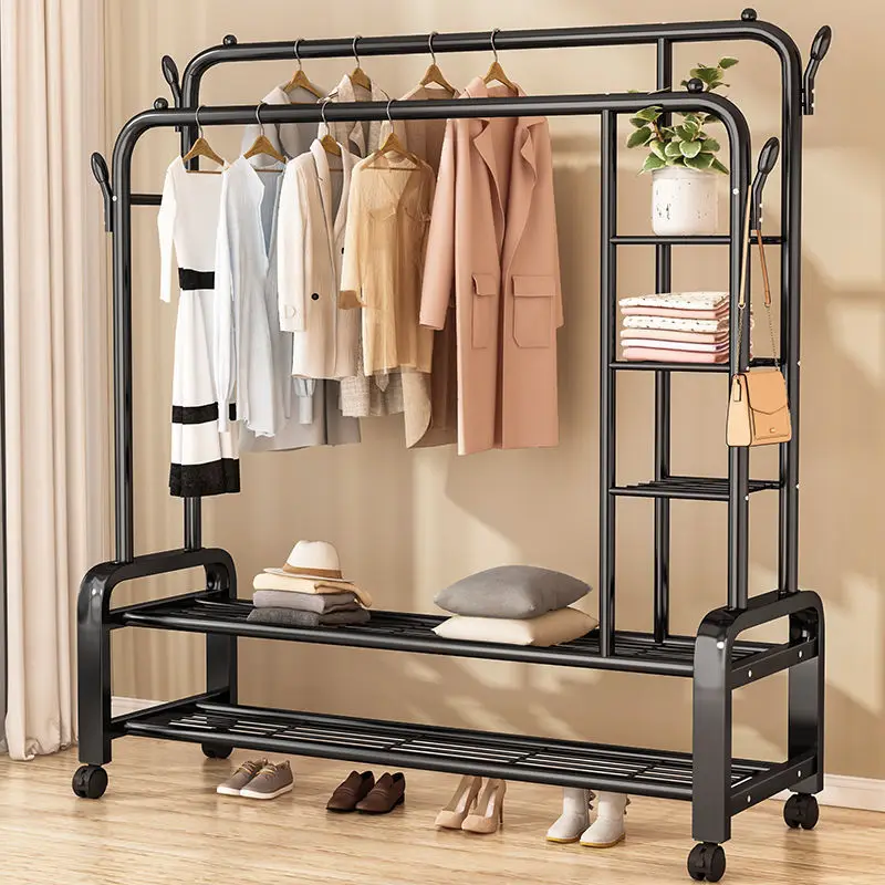 Double Pole Adjustable Clothes Hanger With Shoe Rack - Image 6