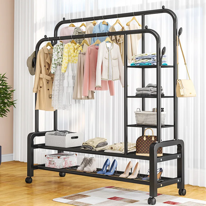 Double Pole Adjustable Clothes Hanger With Shoe Rack - Image 4