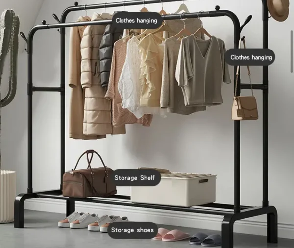 Modern Bedroom Coat Racks And Clothes Hanger Stand With Shoe Rack