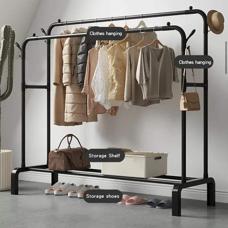 Modern Bedroom Coat Racks And Clothes Hanger Stand With Shoe Rack