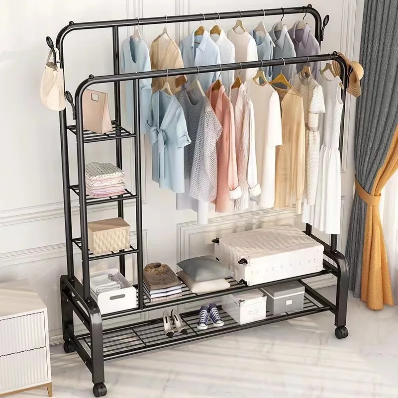 Double Pole Adjustable Clothes Hanger With Shoe Rack - Image 2