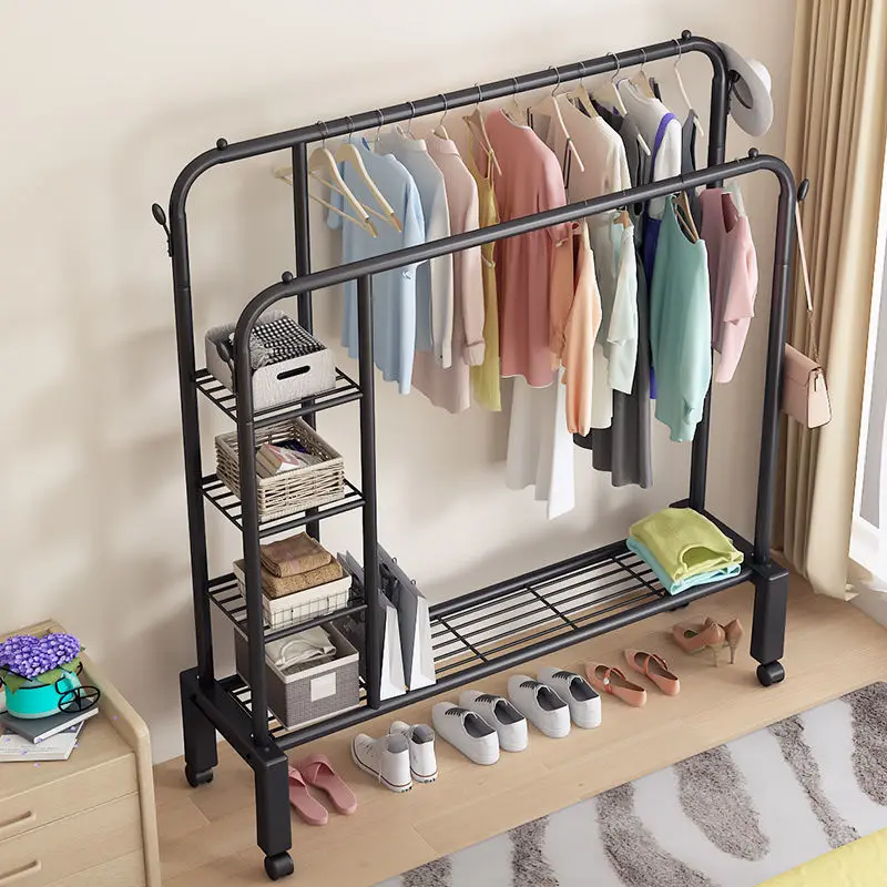 Double Pole Adjustable Clothes Hanger With Shoe Rack - Image 3