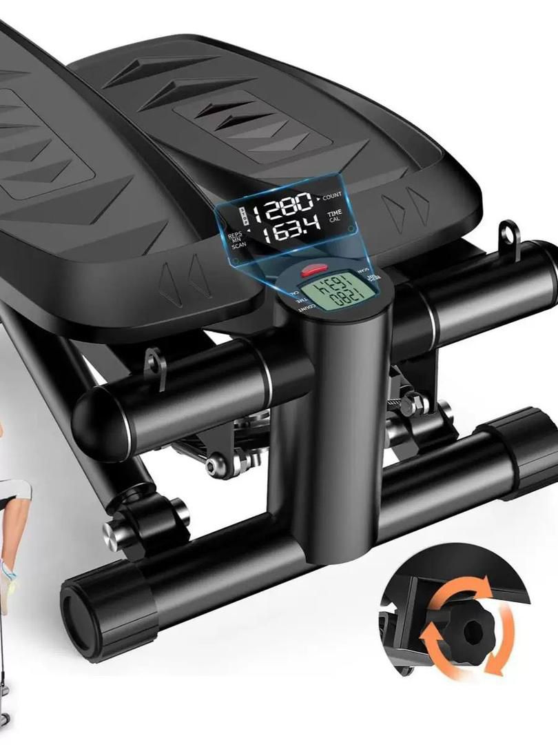 VitalLeap Steppers for Exercise at Home, Stair Stepper with Resistance Bands, Mini Stepper with 330LBS Loading Capacity, Hydraulic Fitness Stepper Home Exercise Equipment with LCD Monito